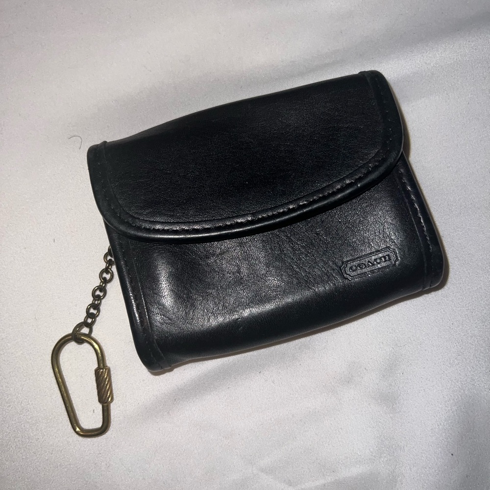 Coach Dark Leather Compact Wallet
